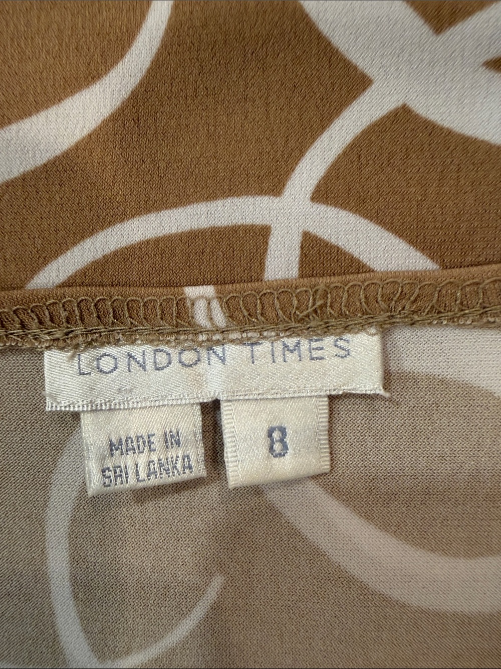 London Times Tan and White Swirl Fit & Flare Midi Dress - Picture 3 of 4